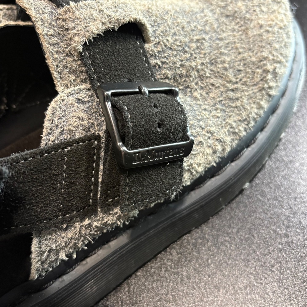 Dr. Martens Jorge II Hairy Suede Slingback Mules grey black size 7 women chunky - Picture 3 of 7